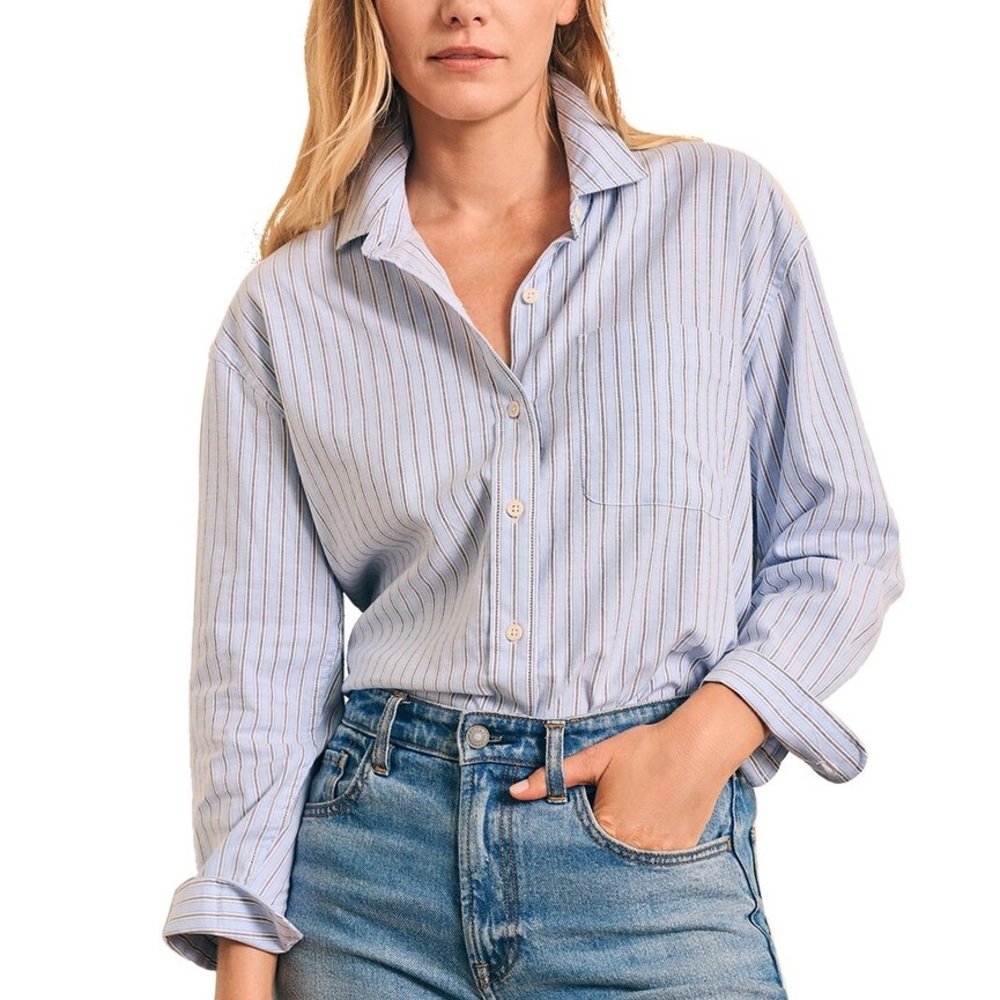 NWT Faherty Organic Cotton Blend Oxford Button-Up Shirt Size Small